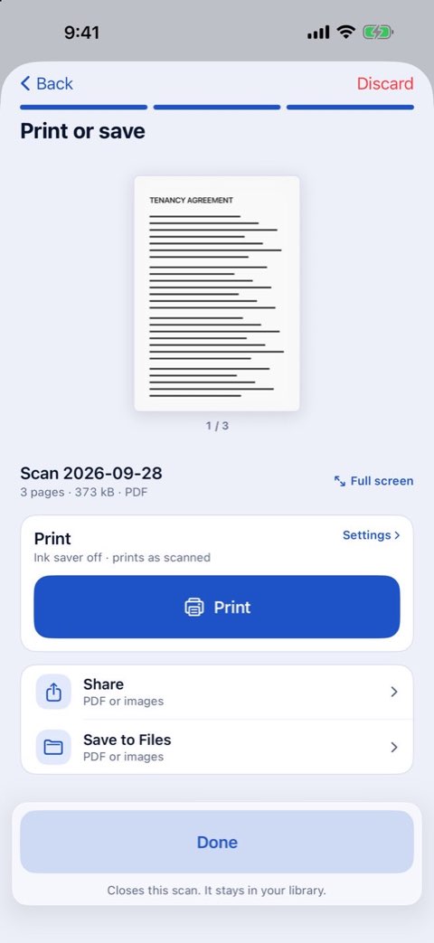 Papiruno's Print or save step, with a Print button
