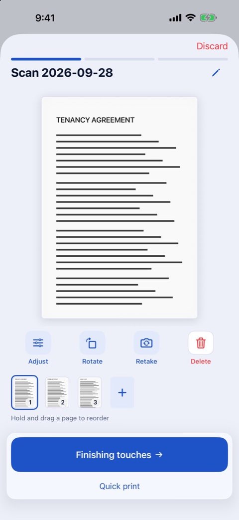 Scanning a multi-page document in Papiruno